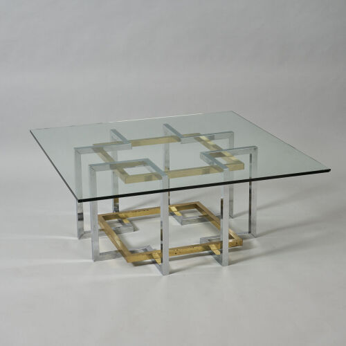 An After Paul Evans 1970's Chrome and Glass Coffee Table