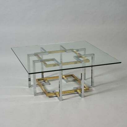 An After Paul Evans 1970's Chrome and Glass Coffee Table