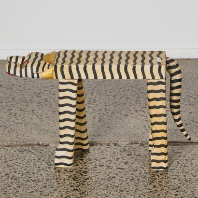 A Folk Art Cat Side Table
