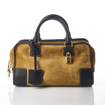 Loewe, Gold Brown Suede Calfskin Amazona 28 Bag