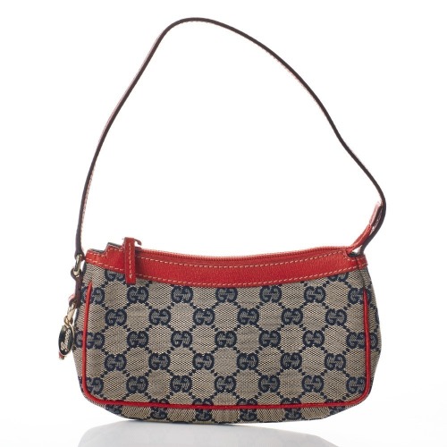 Gucci, GG Canvas / Red Leather Charm Pochette