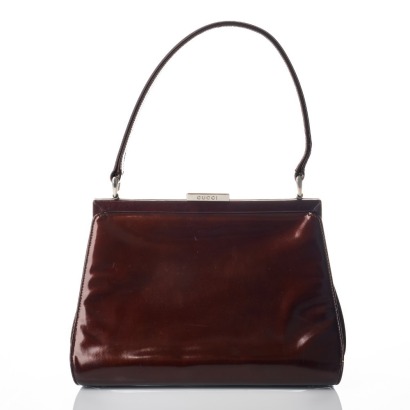 Gucci, Vintage, Bronze Patent Top Handle Bag