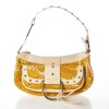 Dolce & Gabanna, Yellow Textile / White Leather Mini Bag