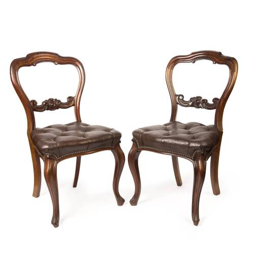 Six Victoria Balloon Backed Dining Chairs