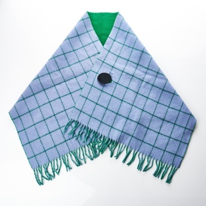 Vivienne Westwood, 100% Wool, Blue Tartan Reversible Poncho