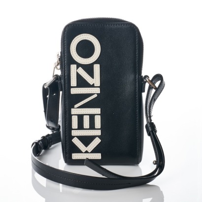 KENZO, Black Leather Phone Pouch