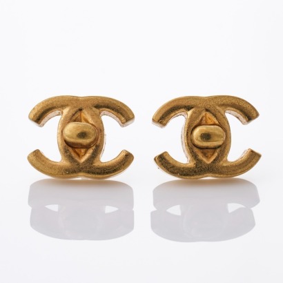 Chanel, Gold-plated, CC Turn-lock Earrings