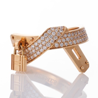 Herm&egrave;s, 18ct Rose Gold, Kelly Gavroche Ring with Box