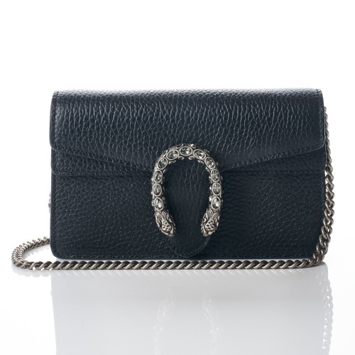 Gucci, Black Grained Dionysus Mini Chain Bag with Box