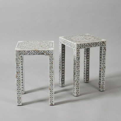 A Pair of Mother-Of-Pearl Inlaid Side Tables