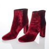 Saint Laurent, Red Velvet Loulou Ankle Boots, Size 41 - 2