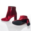 Saint Laurent, Red Velvet Loulou Ankle Boots, Size 41 - 3