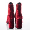Saint Laurent, Red Velvet Loulou Ankle Boots, Size 41 - 4