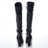 Prada Sport, Black Leather Knee High Wedge Boots, Size 40.5 - 4