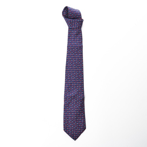 Salvatore Ferragamo, 100% Silk, Ladybug / Horseshoe Motif Blue Tie