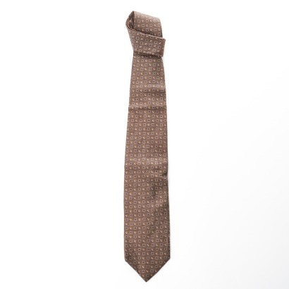 Ermenegildo Zegna, 100% Silk Jacquard, Geometric Brown Tie