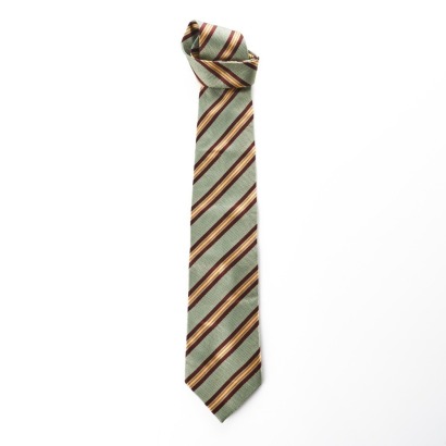 Ermenegildo Zegna, 100% Silk, Diagonal Stripe Green Tie