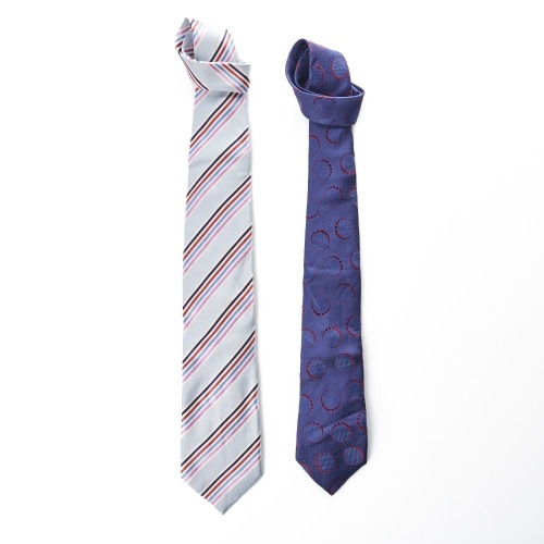 1) Canali, 100% Silk, Circular Motif Blue Tie, 2) Canali, 100% Silk, Diagonal Stripe Light Blue Tie