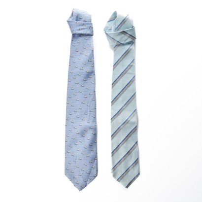 1) Salvador Bachiller Barcelona 1897, Sailing Boat Silk Tie, 2) Playlord, Striped 100% Silk Tie