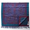 Christian Dior, 100% Wool, Blue / Red Wool Shawl - 2