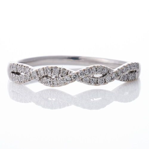 Michael Hill, 14ct White Gold, 0.25ct Diamond Cross-Over Band