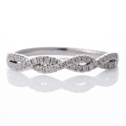 Michael Hill, 14ct White Gold, 0.25ct Diamond Cross-Over Band