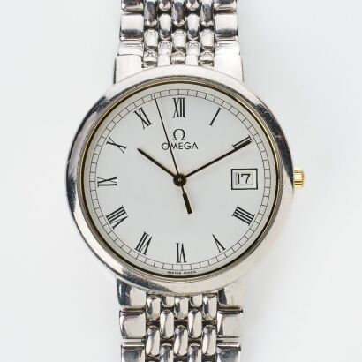 Stainless Steel, OMEGA, DeVille Quartz Wristwatch, circa mid 1980's