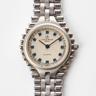 White Gold Plated / Steel, Christian Bernard Paris Ladies Quartz Wristwatch, circa 1990's