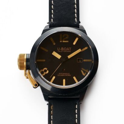 U-BOAT Classico 45, "Gold Crown" Black PVD Steel Automatic Wristwatch