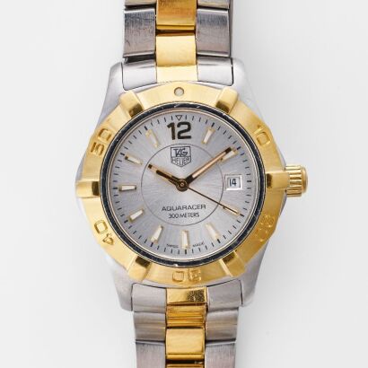 Stainless Steel / Gold Capped, TAG Heuer Auquaracer Ladies Quartz Wristwatch