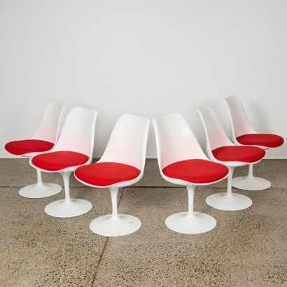 A Set of Six Eero Saarinen Tulip Style Dining Chairs