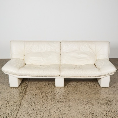 A White Leather Sofa by Nicoletti Salotti