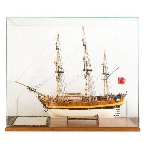 A Glass Cased Model of British Sailing Ship LM Bounty