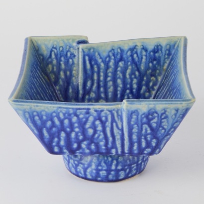 Mid Century Blue Ikebana Bowl