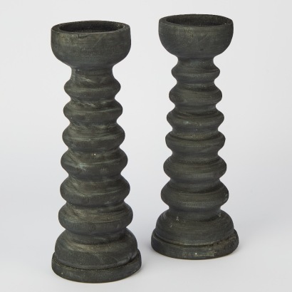 A Pair of Le Forge Wood Candlesticks