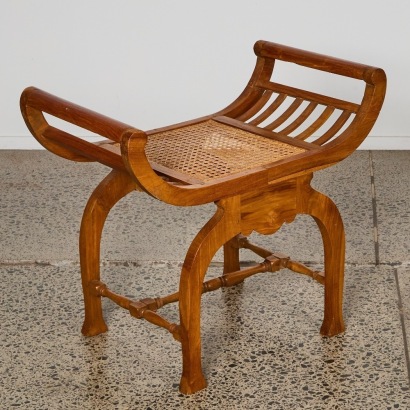 A Teak And Rattan Kartini Stool