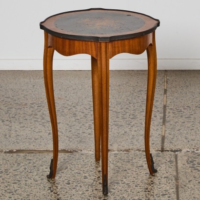 A Vintage Wood Inlay Side Table