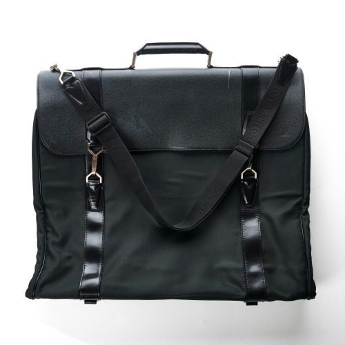 Louis Vuitton, Green Nylon / Black Leather Taiga Garment Carrier
