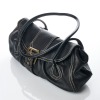 Celine, Black Leather Buckle Shoulder Bag - 2