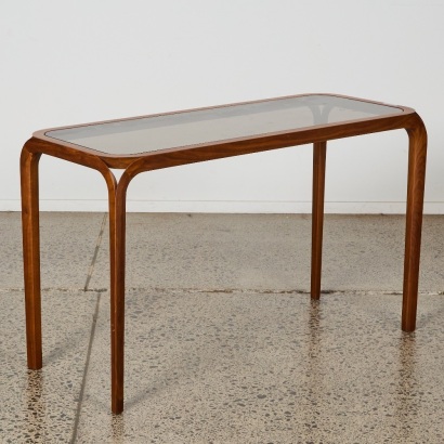 A Walnut and Glass Hall Table
