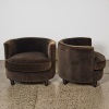 A Pair of Chocolate Velvet Occasional Chairs - 2