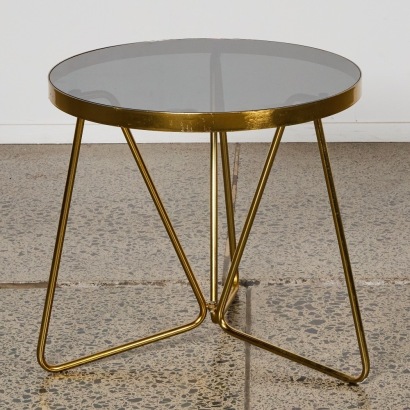 A Modern A Chrome and Glass Coffee Table