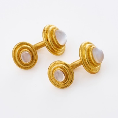 22ct Yellow Gold, Cabochon Cut Moonstone Cufflinks