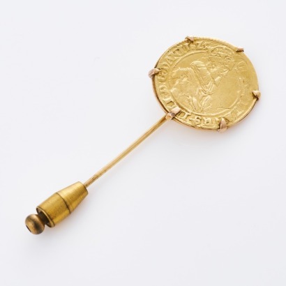 18ct Yellow Gold, Coin Stick Pin