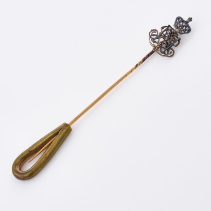 18ct Yellow Gold, Silver / 0.10ct Diamond 'N' Stick Pin