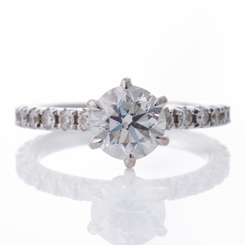 Walker & Hall, 18ct White Gold, Modern, 1.00ct / 0.41ct Diamond Ring, GIA certified