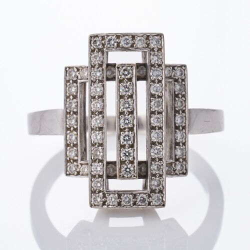 Sutcliffe, Art Dec Inspired, 18ct White Gold, 0.43ct Diamond Dress Ring