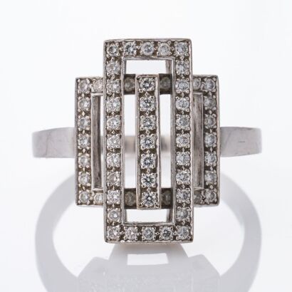 Sutcliffe, Art Dec Inspired, 18ct White Gold, 0.43ct Diamond Dress Ring