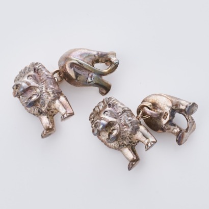 Sterling Silver, Lion Motif Cufflinks