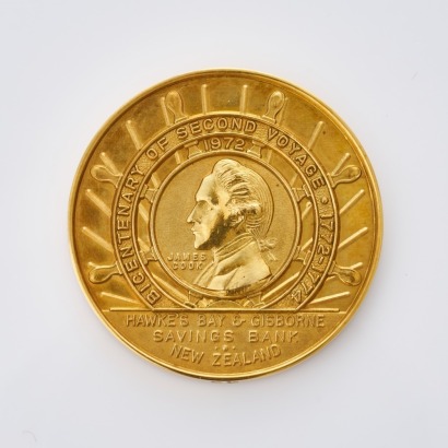 9ct Yellow Gold, 1972 Captain James Cook Second Voyage Bicentenary Medal, No. 56